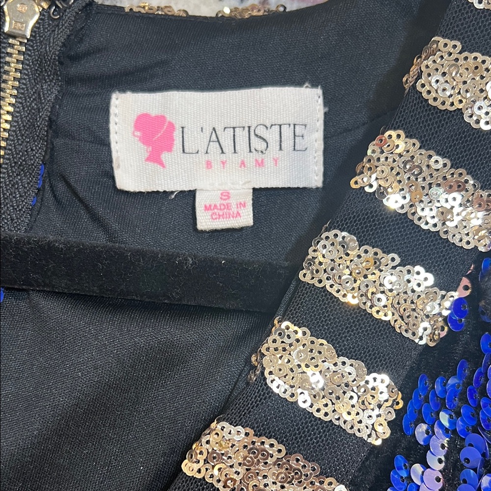 L'ATISTE Black and Blue Sequin Dress - Picture 6 of 10